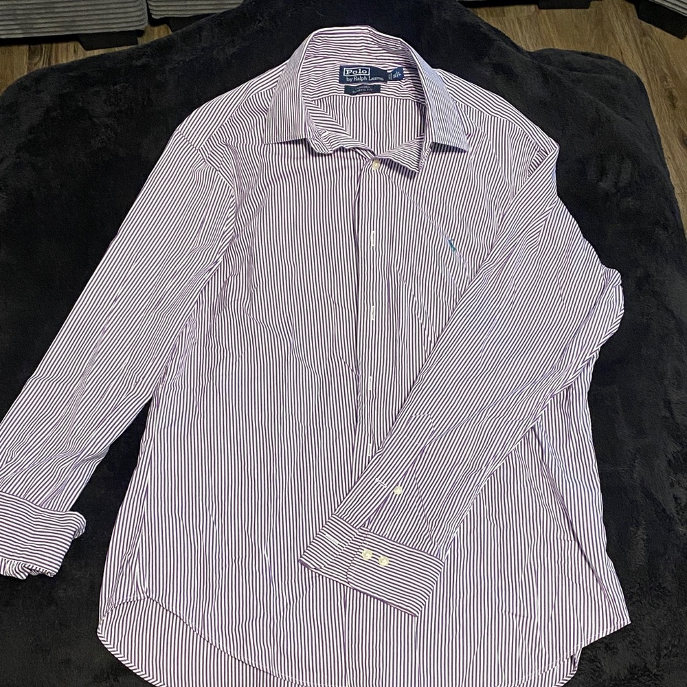 Polo Ralph Lauren Red and White Striped Button Down Shirt